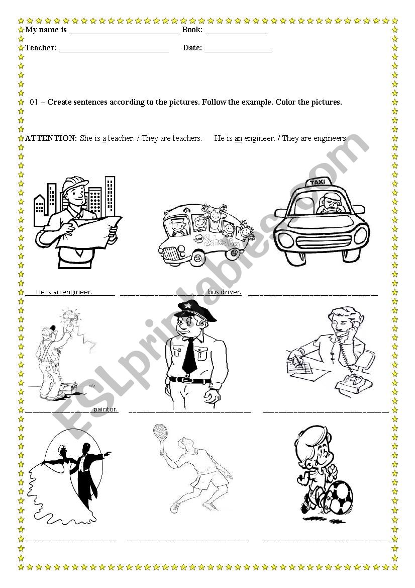 professions worksheet