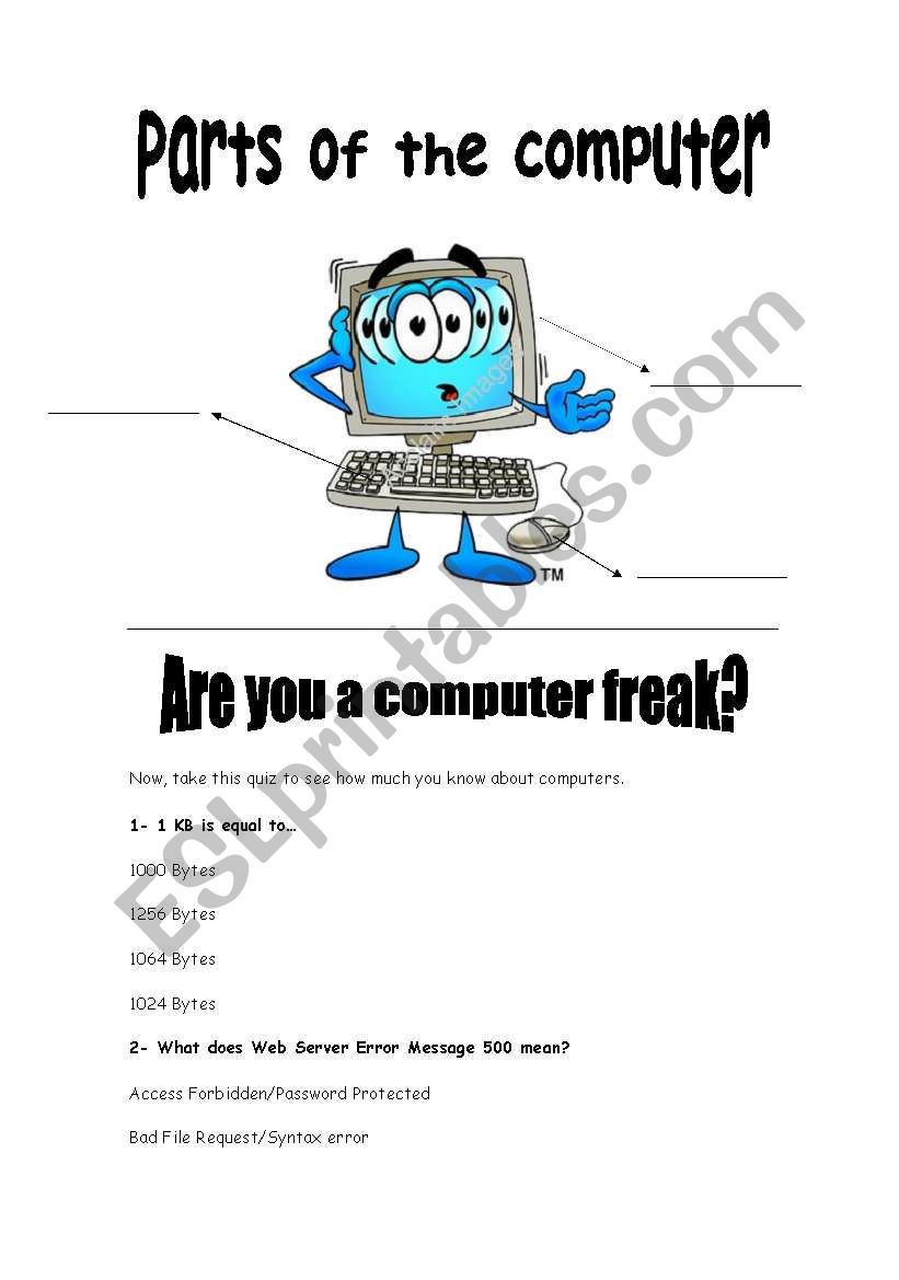Computers worksheet