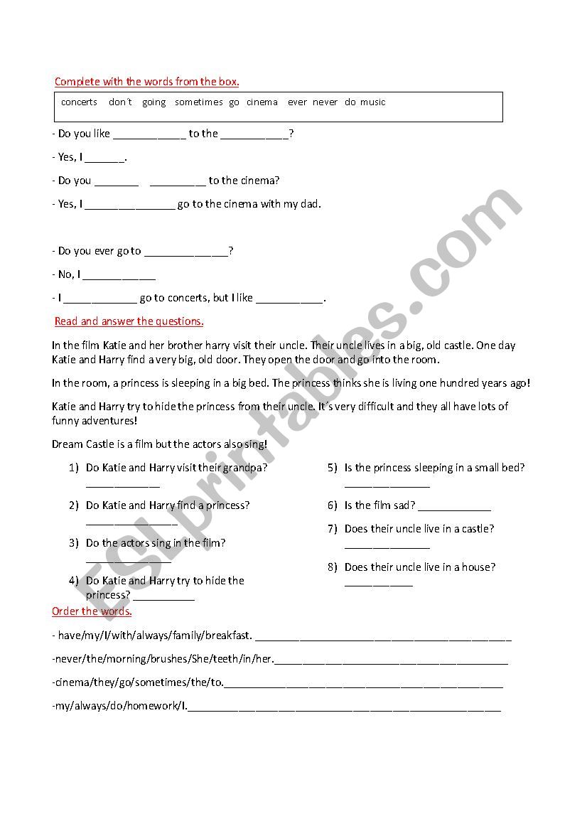 Grammar for children worksheet