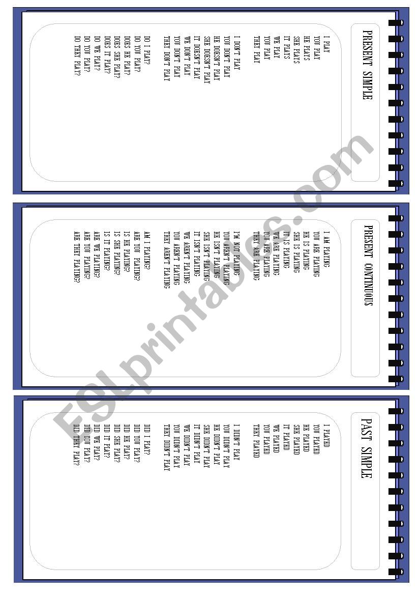 PRESENT / PAST TENSES worksheet