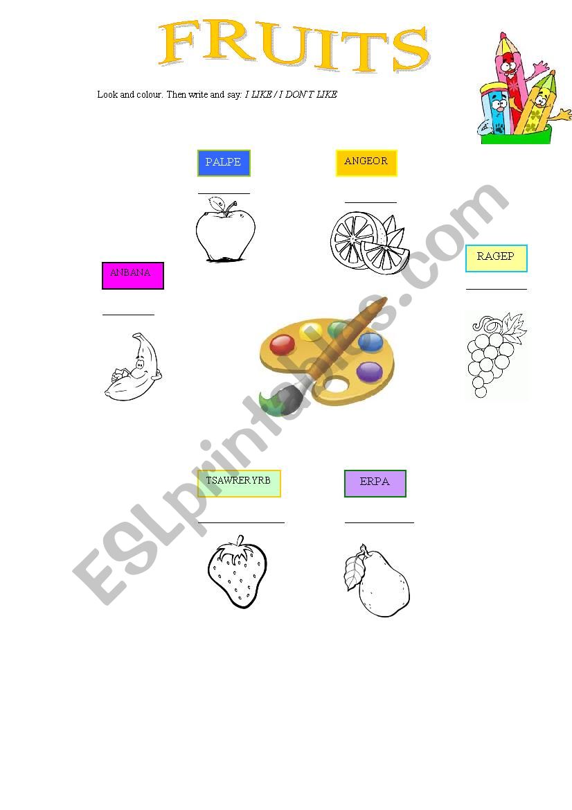 FRUITS worksheet