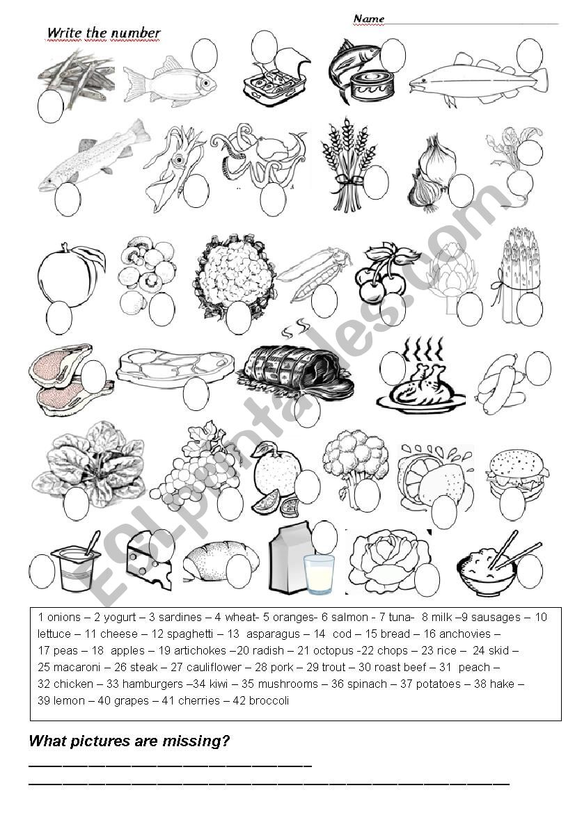 FOOD  worksheet