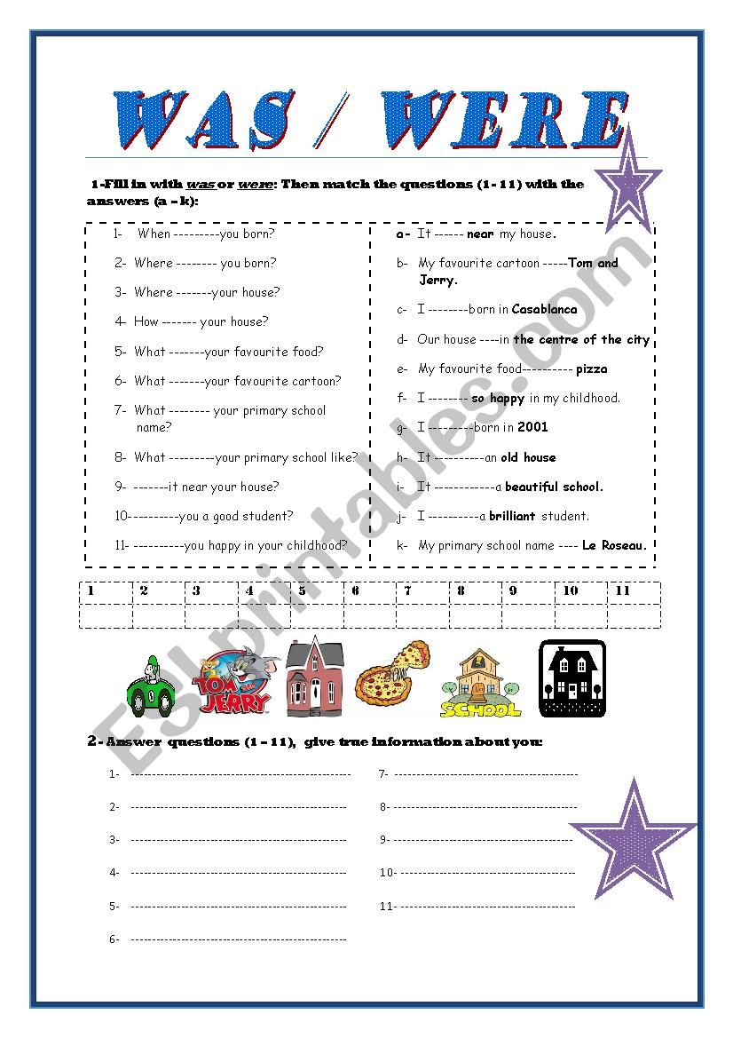 was/were worksheet