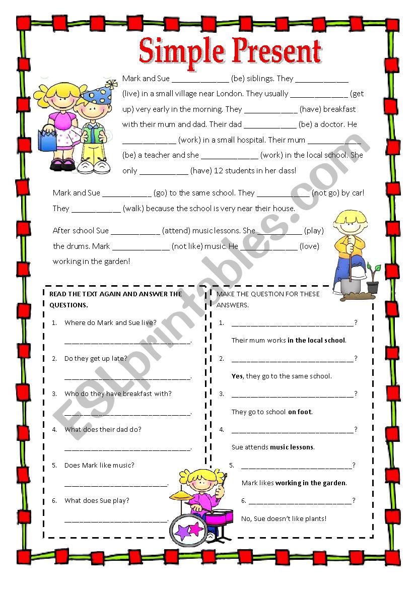 Simple Present (all forms) worksheet