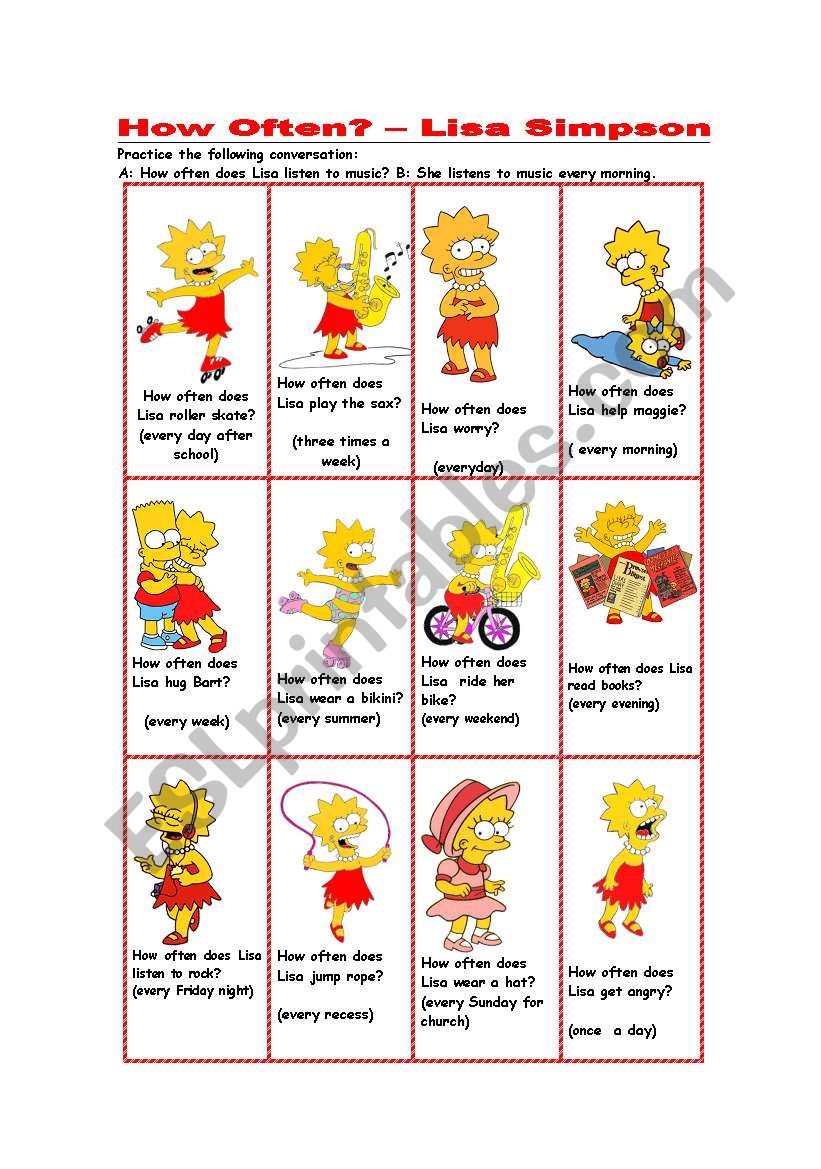 How often does Lisa Simpson...? (short conversations)