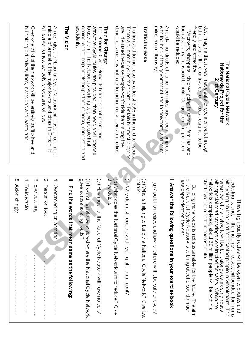 Reading Comprehension worksheet