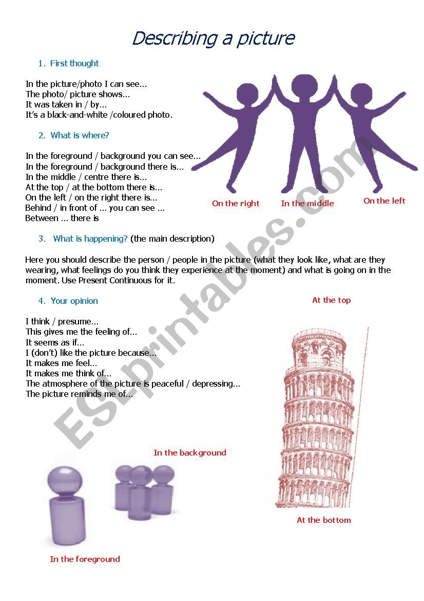 How to describe a picture worksheet