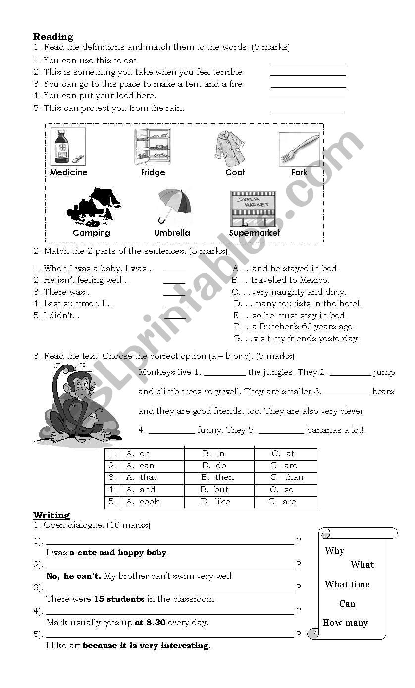 Practise Reading and Writing worksheet