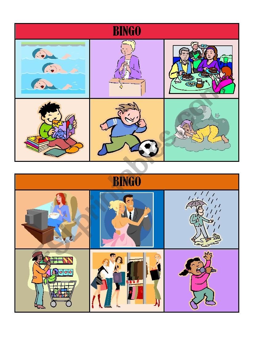 VERB TENSES BINGO CARDS/ playing cards 2/5