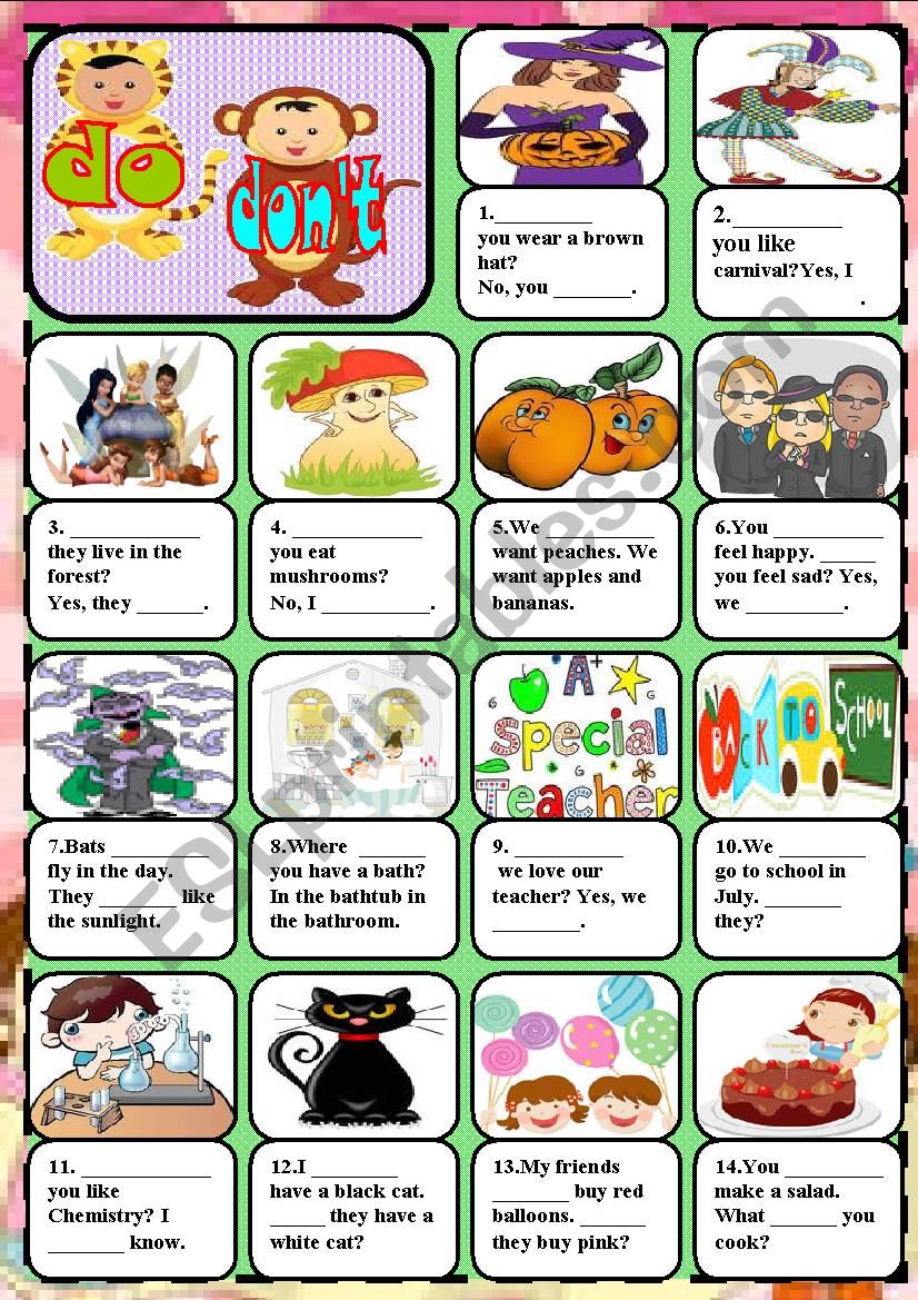 do-donÂ´t worksheet