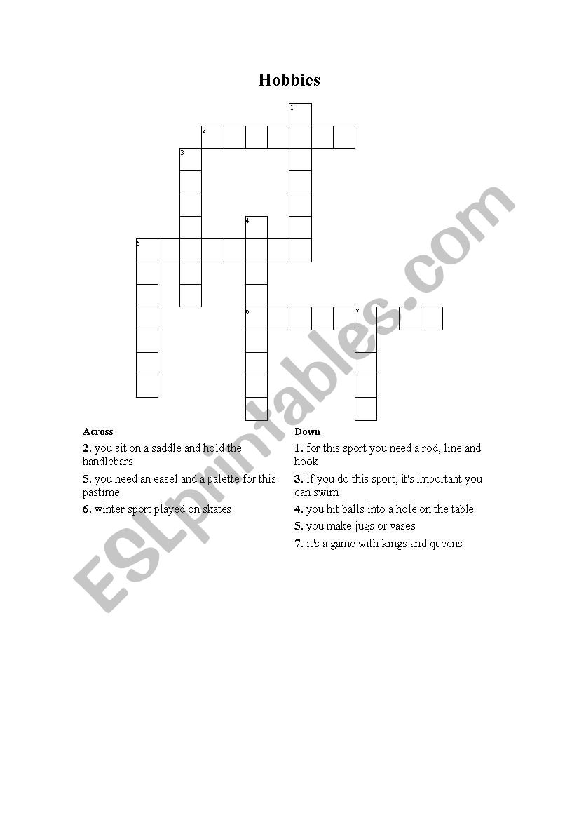 Hobbies worksheet