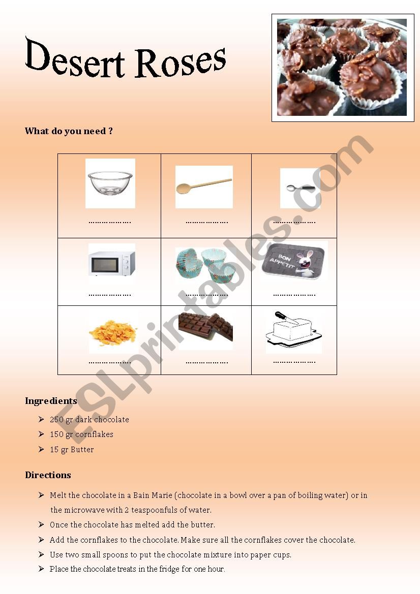 Desert roses recipe worksheet