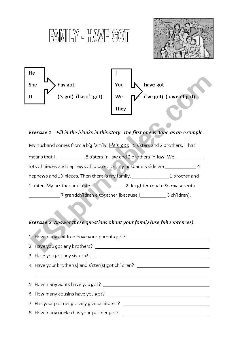 Family - Have got worksheet