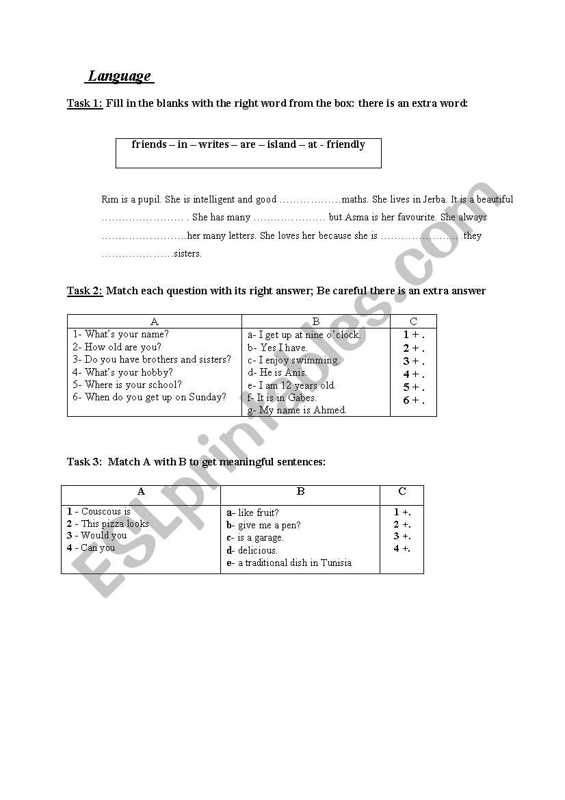 consolidation tasks worksheet