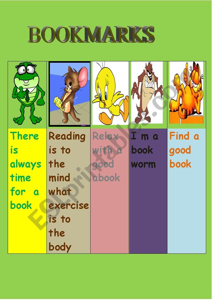 BOOKMARKS worksheet