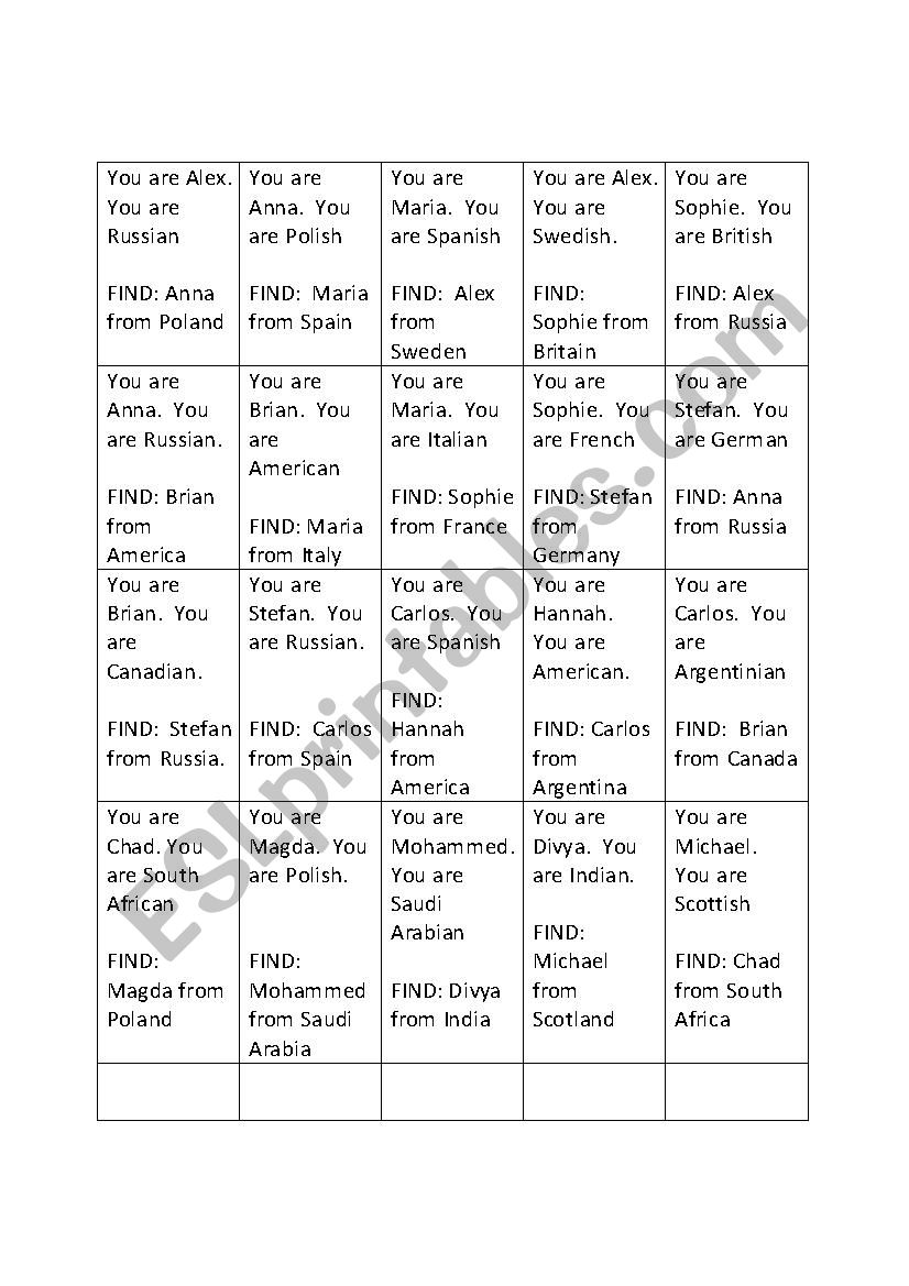 Find someone nationalities worksheet