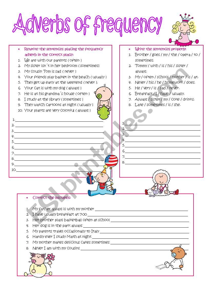 Adverbs of frequency worksheet