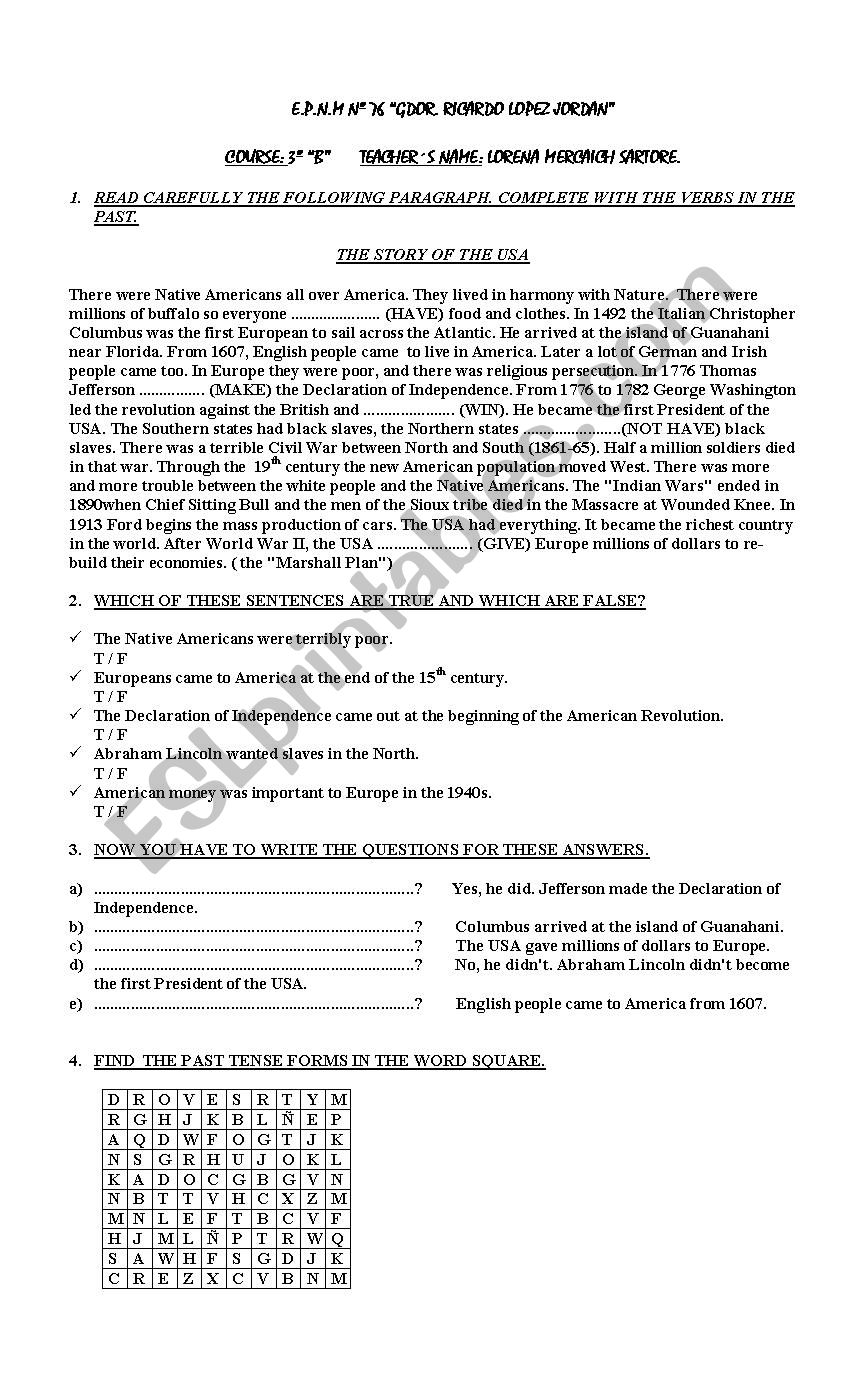 simple past activities worksheet