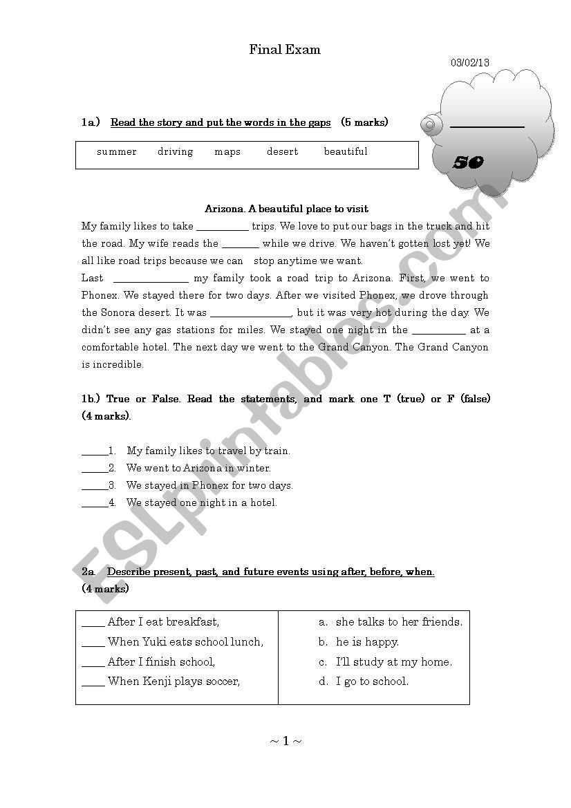 Step Forward textbook final year test