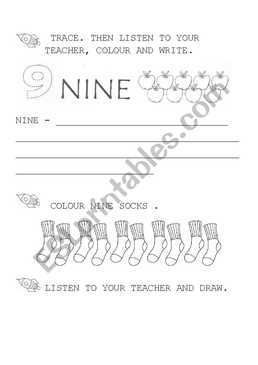 number 9  worksheet