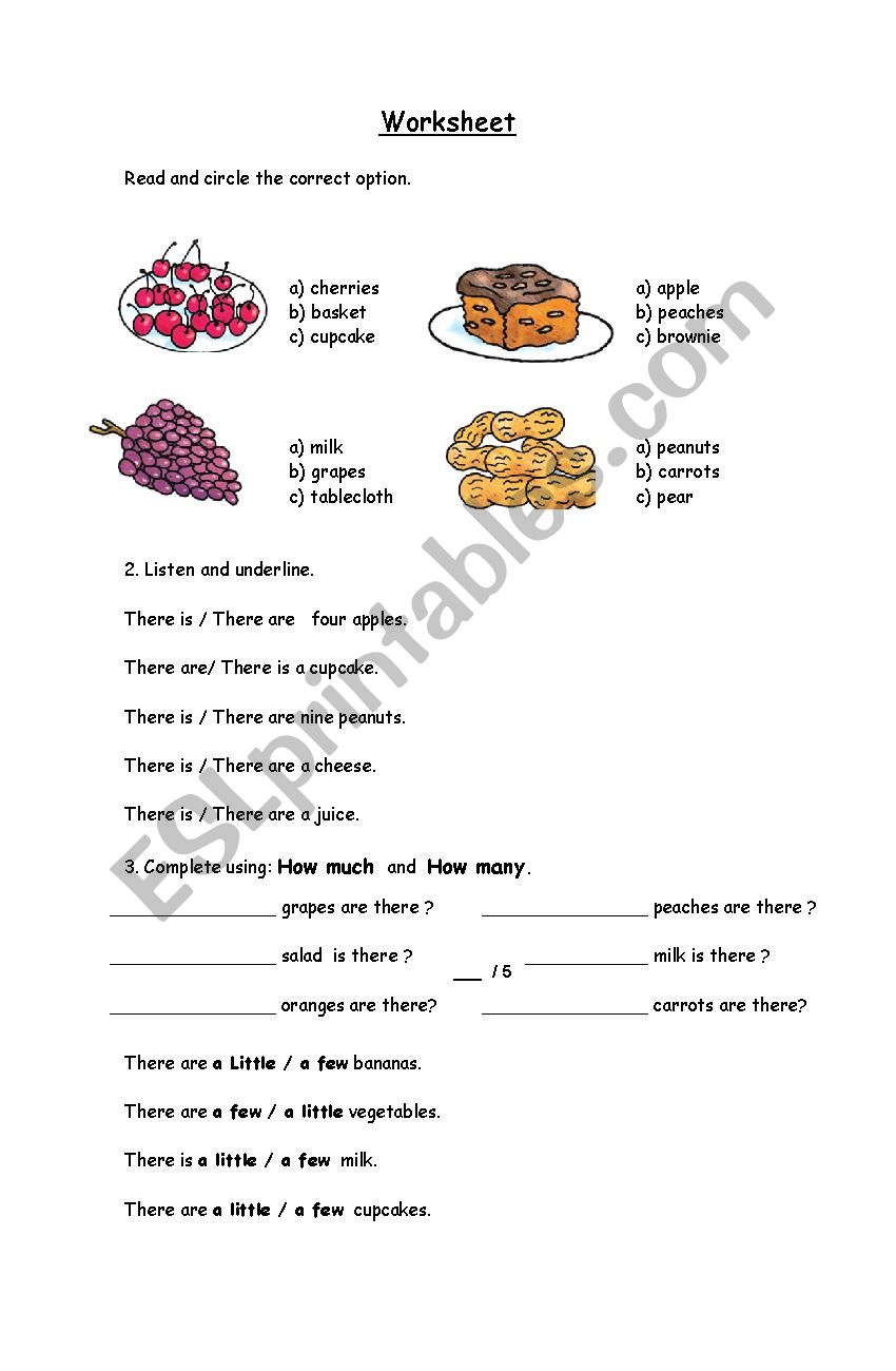 worsheet about food and drinks 