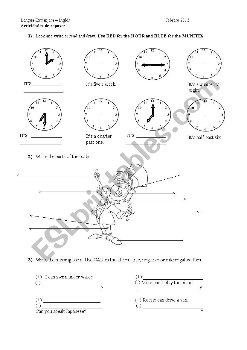 Written Test worksheet