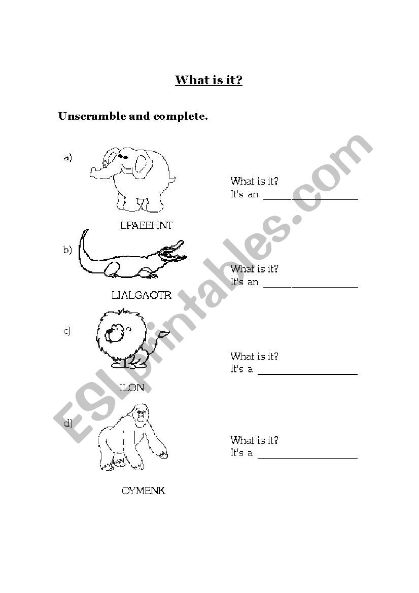 what is it? worksheet