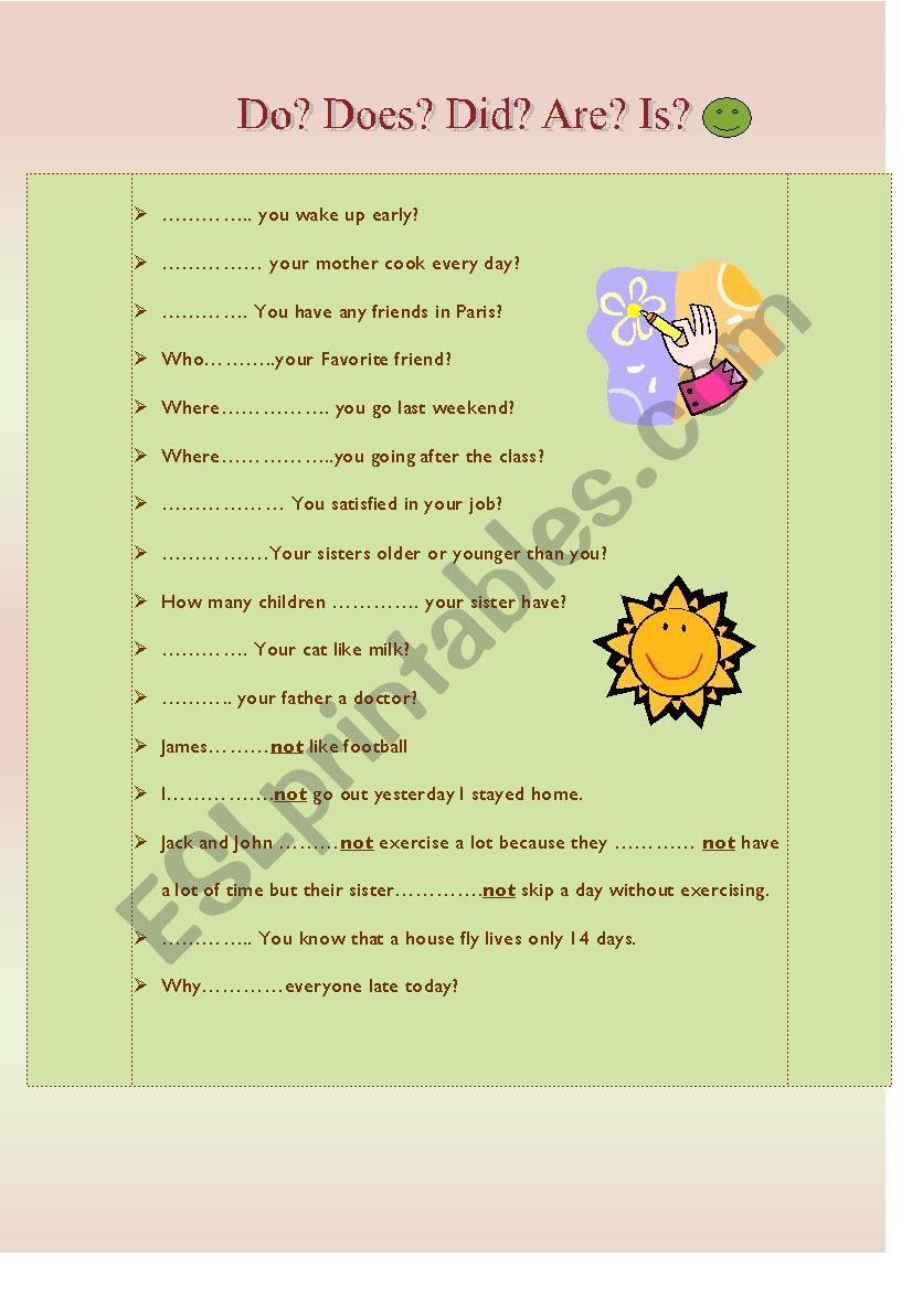 DO? DOES? DID? IS? ARE? worksheet