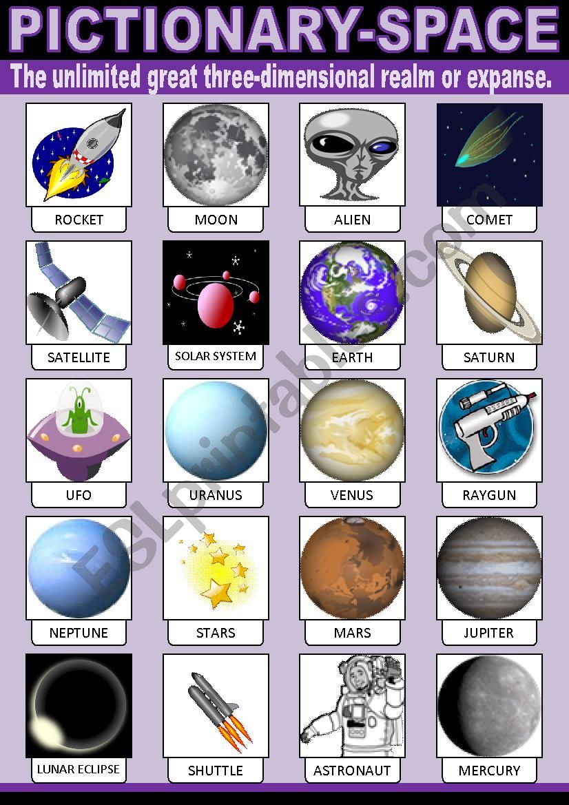 Space Pictionary worksheet