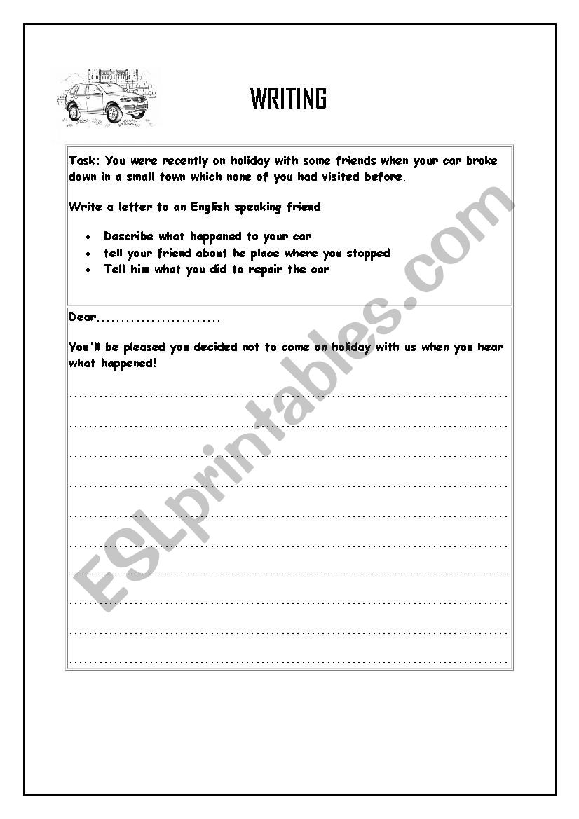 WRITING ACTIVITY  worksheet