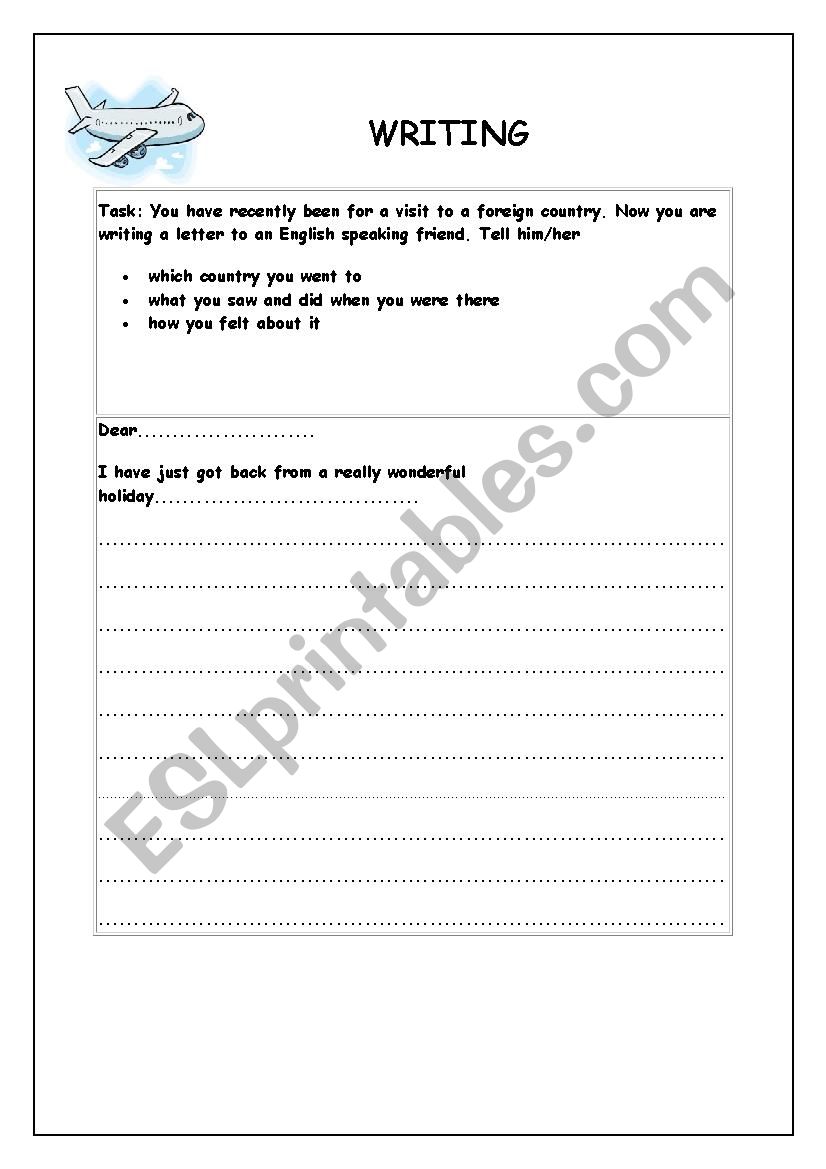 WRITING TASK worksheet