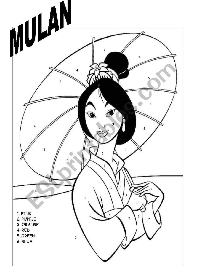 MULAN COLOURING PAGE worksheet