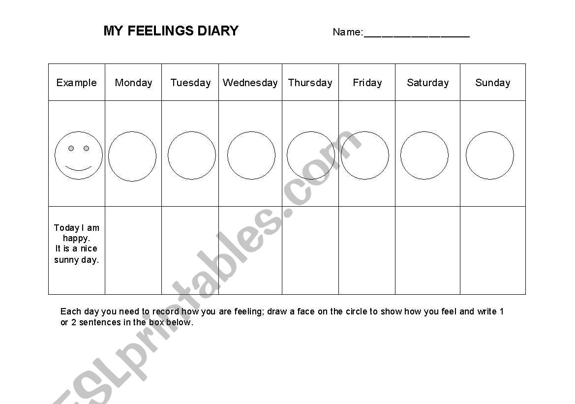 My Feelings Diary worksheet