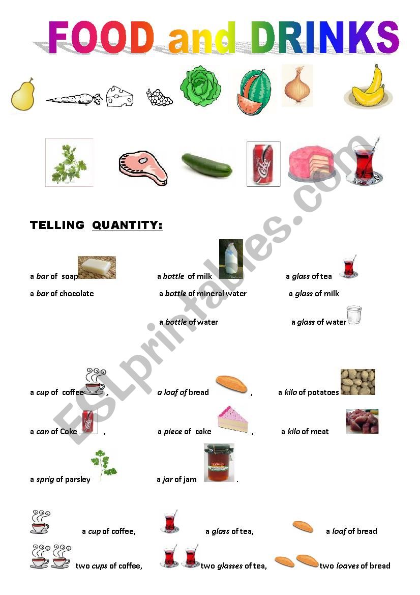 Food and Drinks worksheet