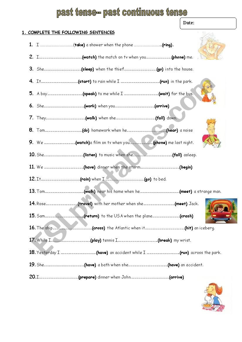 past simple&past continuous worksheet