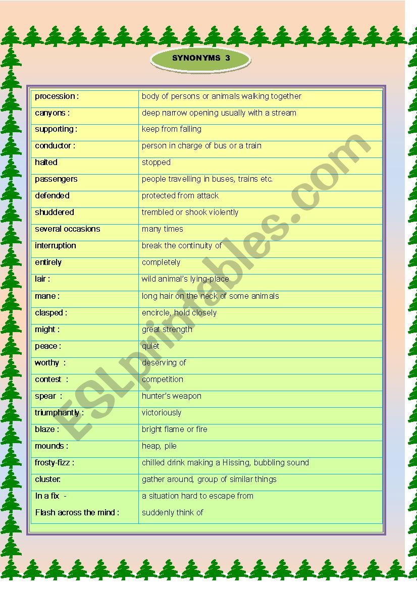 SYNONYMS 3 worksheet