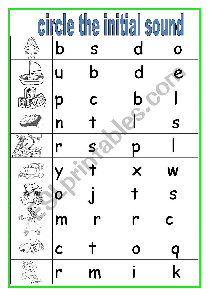 initial sound worksheet worksheet