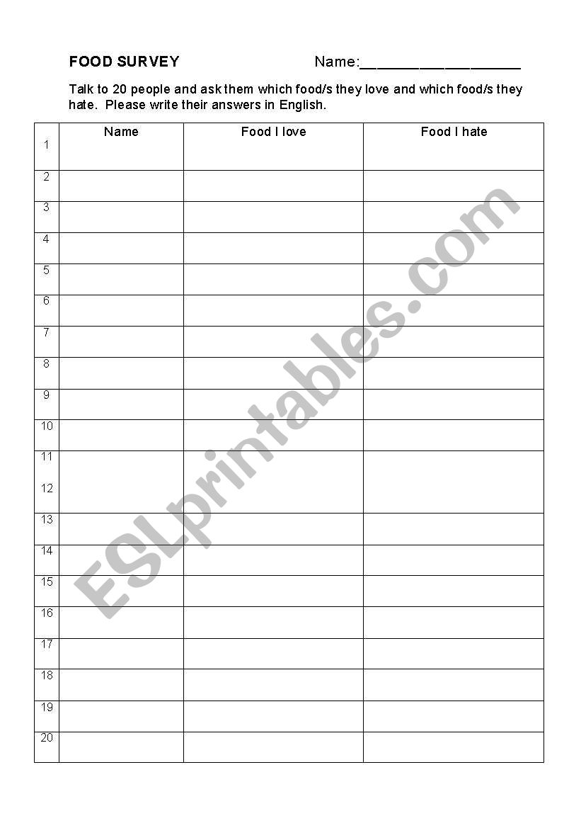 Food Survey - Interview Format