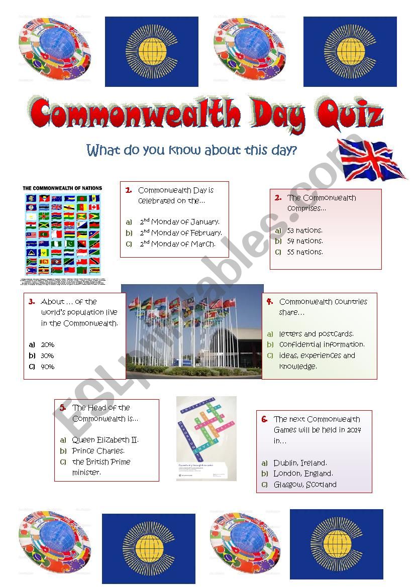 COMMONWEALTH DAY - 11th March 2013 - a quiz