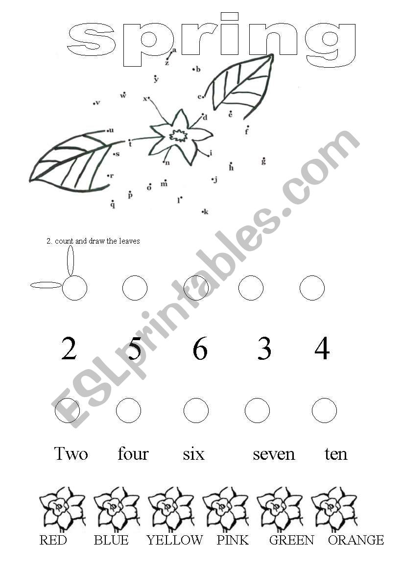 spring colour and count worksheet