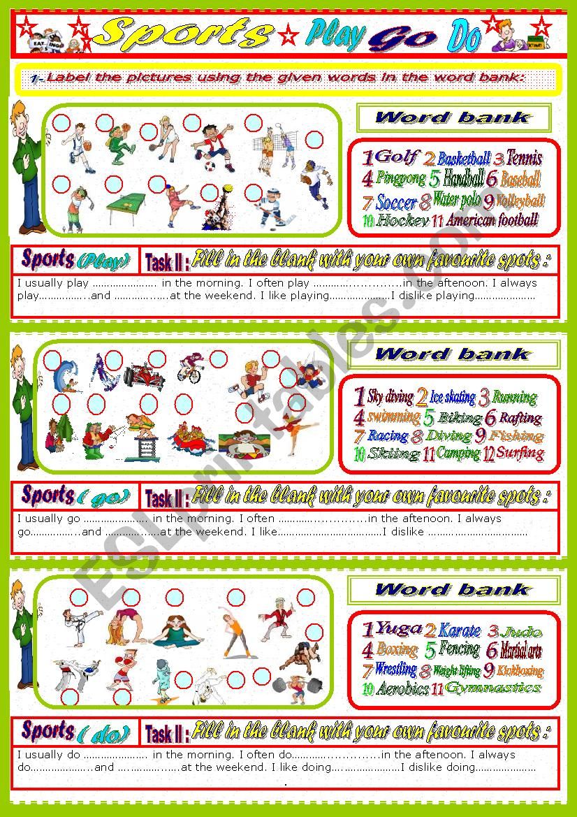 Sports ( play / do /go) worksheet