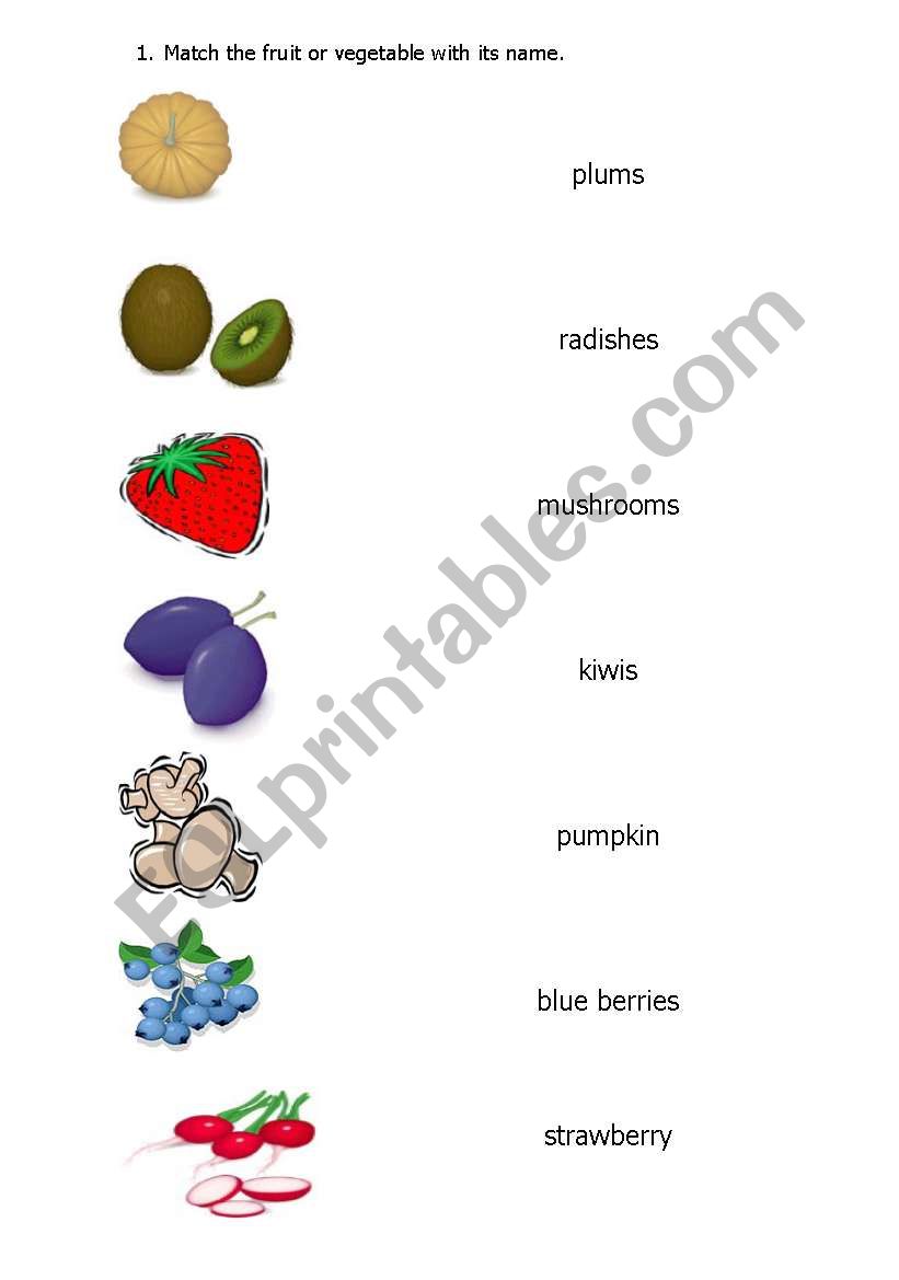 Fruits and vegetables worksheet