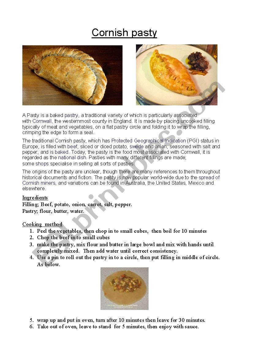 Cornish pasty introduction, ingredients and recipe