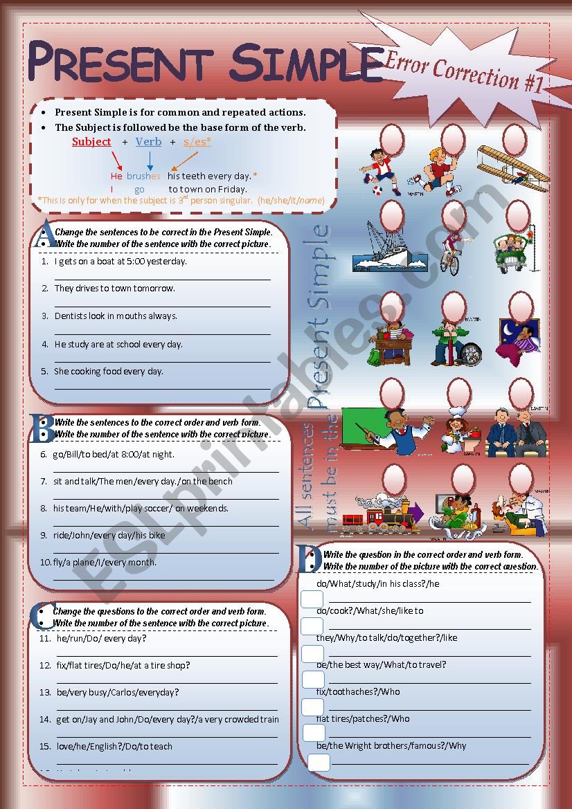 PRESENT SIMPLE - Error Correction (1)