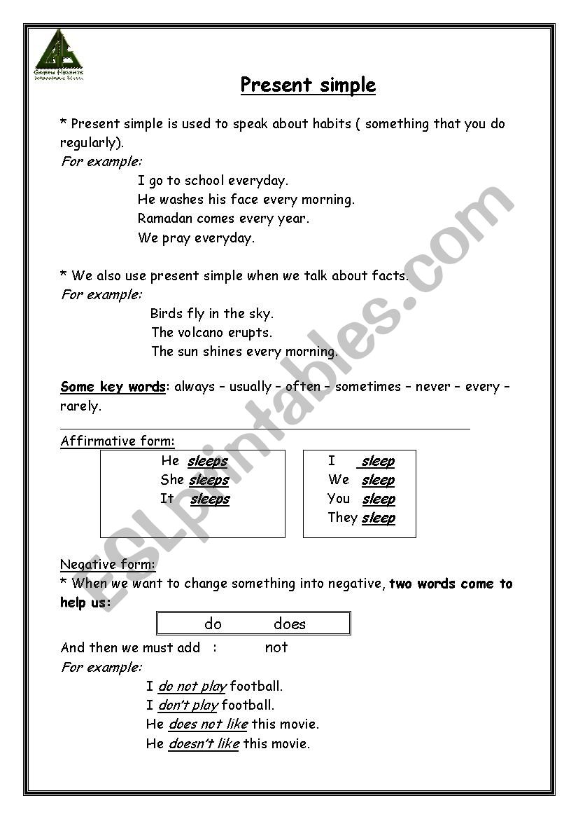 Present Simple worksheet worksheet