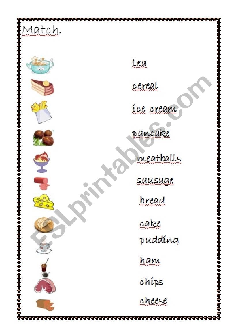 Food Matching worksheet