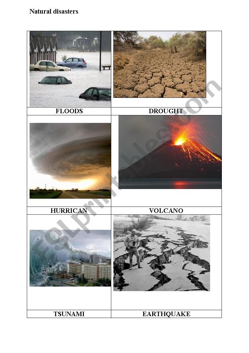 Natutral disasters  worksheet
