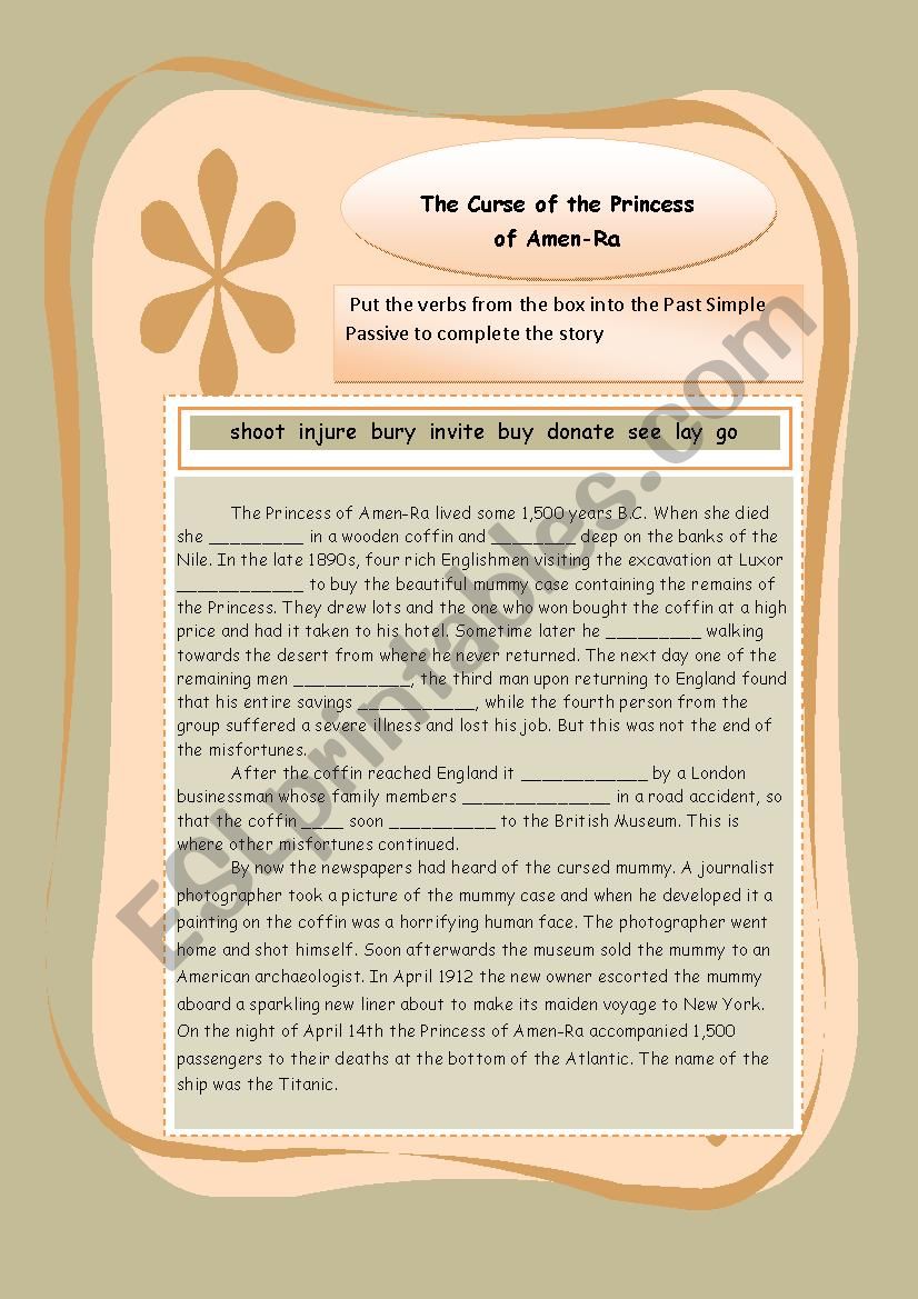 Passive Voice Story worksheet