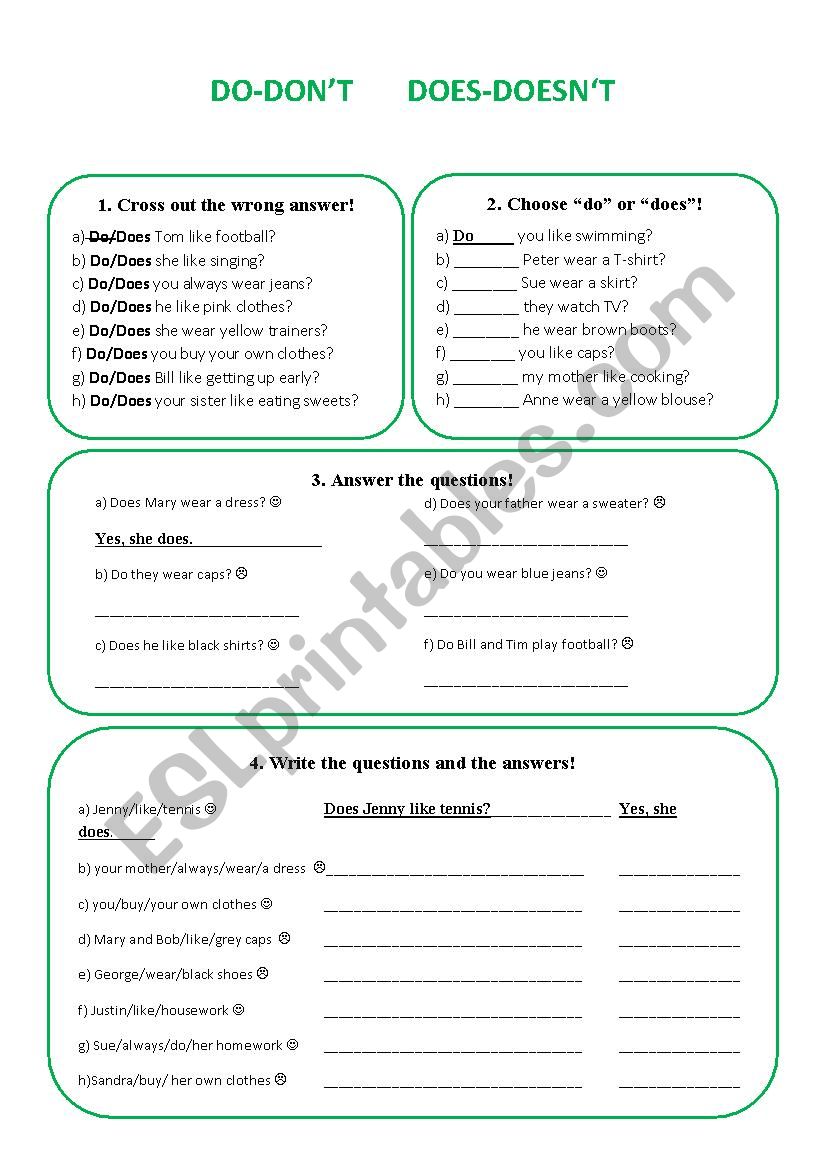 do or does? questions and short answers