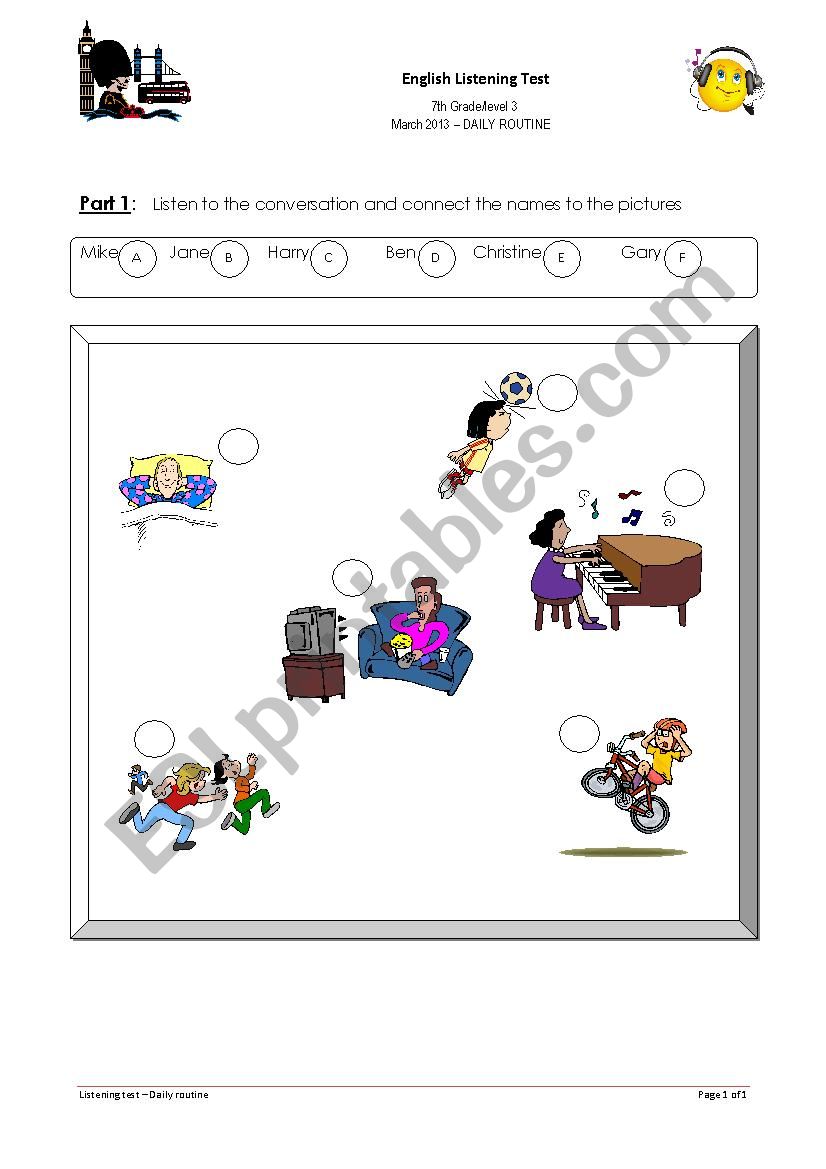 listening test - daily routine